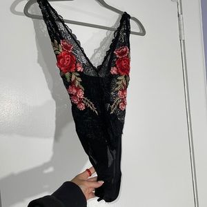floral lace body suit